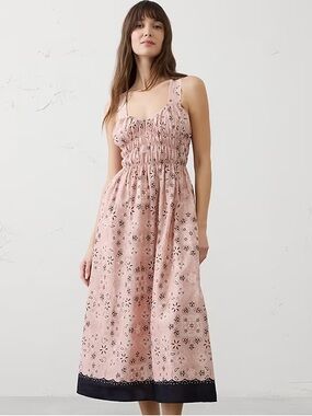 Banana Republic Factory Pink Bandana Print Midi Dress
